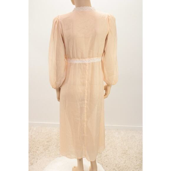 Dazy Retro Midi Prairie Dress Medium Sheer Chiffon Peach Cottagecore Romantic - Picture 3 of 11